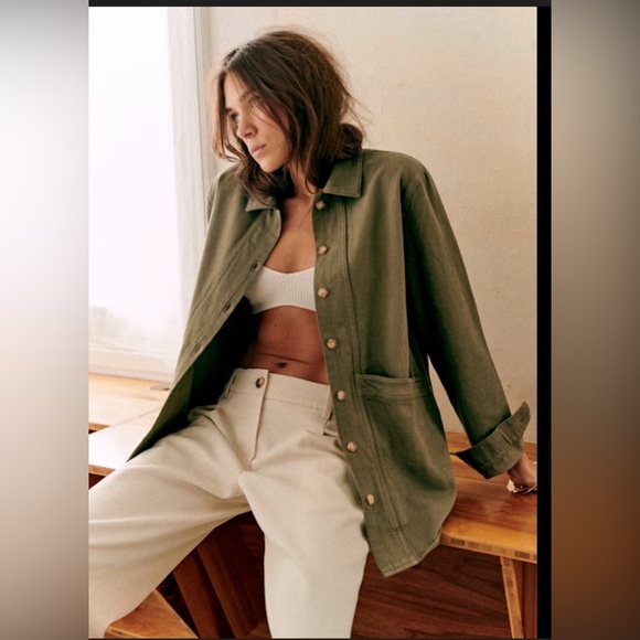 Sezane Jackets & Blazers - Sezane Will Cotton Chore Barn Utility Modern Jacket Green , sie Small